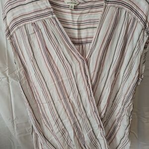 Max Studio White and Red Striped Top